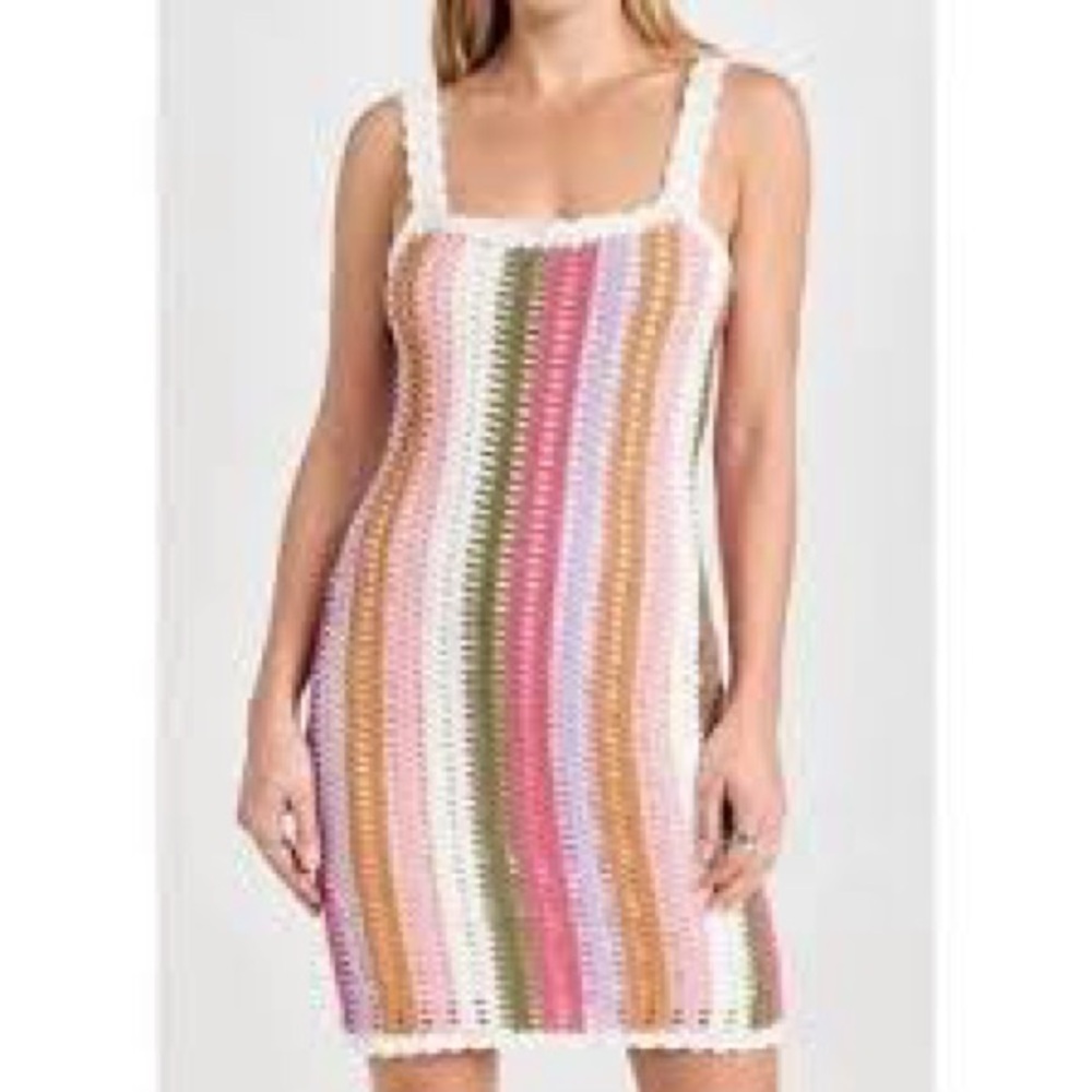 Multicolor Striped Crochet Dress MinkPink